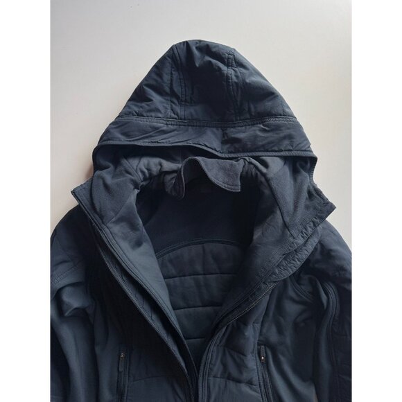 LULULEMON Extra Mile Navy Tech Fleece Removable Dickey Hooded Jacket, Size 4 - Picture 8 of 16